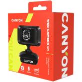 CANYON C1 Enhanced 1.3 Megapixels resolution webcam with USB2.0 connector, viewing angle 40°, cable length 1.25m, Black, 49.9x46.5x55.4mm, 0.065kg