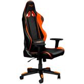 CANYON Deimos GС-4 Gaming chair, PU leather, Original foam and Cold molded foam, Metal Frame, Top gun mechanism, 90-165 dgree, 3D armrest, Class 4 gas lift, Nylon 5 Stars Base, 60mm PU caster, black+Orange.