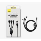 CABLU alimentare si date Baseus Flash Series 2 One-for-three Retractable, pt. smartphone, USB + USB Type-C la Micro-USB + Lightning Iphone + USB Type-C 100W, 1.2m, negru 