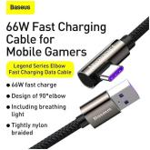 CABLU alimentare si date Baseus Legend Elbow, Fast Charging Data Cable pt. smartphone, USB la USB Type-C 66W, braided, 2m, negru 