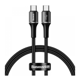 CABLU alimentare si date Baseus Halo, Fast Charging Data Cable pt. smartphone, USB Type-C la USB Type-C 60W(20V/3A), brodat, 1m, negru 