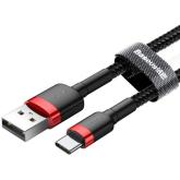 CABLU alimentare si date Baseus Cafule, Fast Charging Data Cable pt. smartphone, USB la USB Type-C 3A, 1m, rosu + negru 