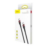 CABLU alimentare si date Baseus Cafule, Fast Charging Data Cable pt. smartphone, USB Type-C la USB Type-C 3A / 60W, 1m, rosu + negru 