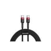 CABLU alimentare si date Baseus Cafule, Fast Charging Data Cable pt. smartphone, USB Type-C la USB Type-C 3A / 60W, 2m, rosu + negru 