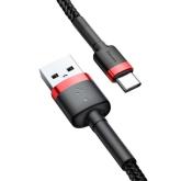 CABLU alimentare si date Baseus Cafule, Fast Charging Data Cable pt. smartphone, USB la USB Type-C 2A, 3m, rosu+negru 