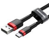 CABLU alimentare si date Baseus Cafule, Fast Charging Data Cable pt. smartphone, USB la USB Type-C 2A, 3m, rosu+negru 