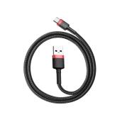 CABLU alimentare si date Baseus Cafule, Fast Charging Data Cable pt. smartphone, USB la USB Type-C 2A, 3m, rosu+negru 