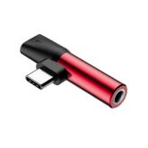 ADAPTOR Incarcare si audio Baseus, 1 x USB Type-C (T) la 1 x USB Type-C (M) si 1 x Jack 3.5mm (M), negru + rosu 