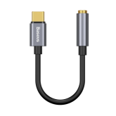 Cablu Adaptor Baseus, 1 x USB Type-C (T) la 1 x Jack 3.5mm (M), lungime cablu brodat 12 cm, gri