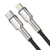 CABLU alimentare si date Baseus Cafule Metal, Fast Charging Data Cable pt. smartphone, USB Type-C la Lightning Iphone PD 20W, 0.25m, negru