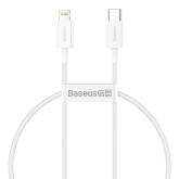 CABLU alimentare si date Baseus Superior, Fast Charging Data Cable pt. smartphone, USB Type-C la Lightning Iphone PD 20W, 0.25m, alb