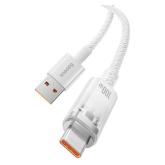 CABLU alimentare si date Baseus Explorer, Fast Charging Data Cable pt. smartphone, USB la USB Type-C 100W, senzor de temperatura, braided, 2m, alb 