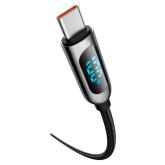 CABLU alimentare si date Baseus Display, Fast Charging Data Cable pt. smartphone, USB Type-C la USB Type-C 100W, braided, display, 1m, negru 