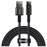 CABLU alimentare si date Baseus, Fast Charging Data Cable pt. smartphone, USB la USB Type-C (T), 100W, 480Mbps, aliaj zinc, braided(nylon), 1m, negru, 