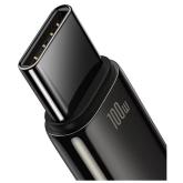 Cablu alimentare si date Baseus, Fast Charging Data Cable pt. smartphone, USB la USB Type-C (T), 100W, 480Mbps, aliaj zinc, braided(nylon), 2m, negru