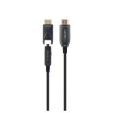 CABLU video GEMBIRD, HDMI (T) la HDMI (T), 50m, premium AOC (Active Optical Cable), conectori auriti, rezolutie maxima 4K (3840 x 2160) la 60 Hz, negru, 
