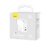 INCARCATOR retea Baseus GaN5 Pro, Quick Charge 100W, 1 x USB, 1 x USB Type-C, include cablu USB Type-C la USB Type-C 100W 1m, alb 