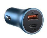 INCARCATOR AUTO Baseus Golden Contactor Pro, 1 x USB Output 5V/3A, 1 x USB Type-C Output 5V/3A, total output 40W, pt. bricheta auto, albastru 