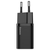 INCARCATOR retea Baseus Super Si, Quick Charge 30W, 1 x USB Type-C 5V/3A, negru 