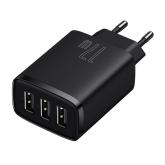 INCARCATOR retea Baseus Compact, Quick Charge 17W, 3 x USB 5V/2.1A, negru 