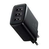 INCARCATOR retea Baseus Compact, Quick Charge 17W, 3 x USB 5V/2.1A, negru 