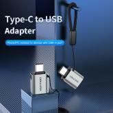 Adaptor USB OTG Vention, USB Type-C (T) la USB 3.2 gen 1 (M),  rata transfer 5 Gbps, invelis aliaj Al, gri, 
