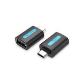 Adaptor USB OTG Vention, USB Type-C (T) la USB 2.0 (M),  rata transfer 480 Mbps, invelis PVC, negru, 