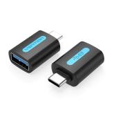 Adaptor USB OTG Vention, USB Type-C (T) la USB 3.2 gen 1 (M),  rata transfer 5 Gbps, invelis PVC, negru, 