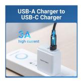 Adaptor USB OTG Vention, USB 2.0 (T) la USB Type-C (M),  rata transfer 480 Mbps, invelis PVC, negru, 