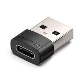 Adaptor USB OTG Vention, USB 2.0 (T) la USB Type-C (M),  rata transfer 480 Mbps, invelis PVC, negru, 