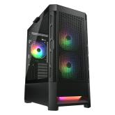 COUGAR | Duoface RGB Black | PC Case | Mid Tower / Airflow Front Panel / 2 x 140mm & 1x 120mm ARGB Fans incl. / TG Left Panel