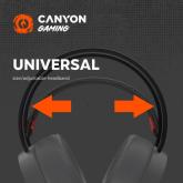 CANYON Gaming headset 3.5mm jack plus USB connector for LED backlight, adjustable microphone and volume control, with 2in1 3.5mm adapter, cable 2M, Black and Orange, 0.36kg