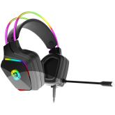 CANYON Darkless GH-9A, RGB gaming headset with Microphone, Microphone frequency response: 20HZ~20KHZ, ABS+ PU leather, USB*1*3.5MM jack plug, 2.0M PVC cable, weight:280g, black