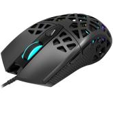 CANYON Puncher GM-20 High-end Gaming Mouse with 7 programmable buttons, Pixart 3360 optical sensor, 6 levels of DPI and up to 12000, 10 million times key life, 1.65m Ultraweave cable, Low friction with PTFE feet and colorful RGB lights, Black, size:126x67