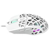 Puncher GM-20 High-end Gaming Mouse with 7 programmable buttons, Pixart 3360 optical sensor, 6 levels of DPI and up to 12000, 10 million times key life, 1.65m Ultraweave cable, Low friction with PTFE feet and colorful RGB lights, white, size:126x67.5x39.5