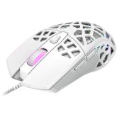 Puncher GM-20 High-end Gaming Mouse with 7 programmable buttons, Pixart 3360 optical sensor, 6 levels of DPI and up to 12000, 10 million times key life, 1.65m Ultraweave cable, Low friction with PTFE feet and colorful RGB lights, white, size:126x67.5x39.5