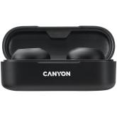 Canyon TWS-1 Bluetooth headset, with microphone, BT V5.0, Bluetrum AB5376A2, battery EarBud 45mAh*2+Charging Case 300mAh, cable length 0.3m, 66*28*24mm, 0.04kg, Black