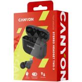 Canyon TWS-3 Bluetooth headset, with microphone, BT V5.0, Bluetrum AB5376A2, battery EarBud 40mAh*2+Charging Case 300mAh, cable length 0.3m, 62*22*46mm, 0.046kg, Black