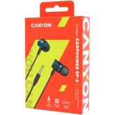 CANYON EP-3 Stereo earphones with microphone, Green, cable length 1.2m, 21.5*12mm, 0.011kg