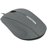 CANYON Wired Optical Mouse with 3 keys, DPI 1000 With 1.5M USB cable,Grey,size72*108*40mm,weight:0.077kg