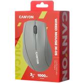 CANYON Wired Optical Mouse with 3 keys, DPI 1000 With 1.5M USB cable,Grey,size72*108*40mm,weight:0.077kg