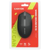 CANYON Canyon Wired optical mouse with 3 buttons, DPI 1000, with 1.5M USB cable, black, 65*115*40mm, 0.1kg