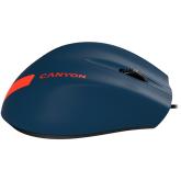 CANYON Wired Optical Mouse with 3 keys, DPI 1000 With 1.5M USB cable,Blue-Red,size 68*110*38mm,weight:0.072kg