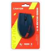 CANYON Wired Optical Mouse with 3 keys, DPI 1000 With 1.5M USB cable,Blue-Red,size 68*110*38mm,weight:0.072kg