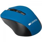 CANYON MW-1 2.4GHz wireless optical mouse with 4 buttons, DPI 800/1200/1600, Blue, 103.5*69.5*35mm, 0.06kg