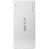 CANYON PB-108 Power bank 10000mAh Li-poly battery, Input 5V/2A, Output 5V/2.1A(Max), 140*68*16mm, 0.230Kg, White