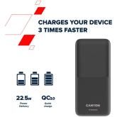 CANYON PB-1010, Power bank 10000mAh Li-pol battery with 2pcs Build-in Cable,  Input:  TYPE-C:  5V3A/9V2A  18WMicro USB: 5V2A/9V2A  18W   Output:  TYPE-C:  5V3A/9V2.2A  20WUSB-A: 4.5V5A ,5V4.5A, 5V3A,9V2A ,12V1.5A 22.5WTYPE-C cable: 4.5V5A ,5V4.5A, 5V3A,