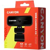 CANYON C2 720P HD 1.0Mega fixed focus webcam with USB2.0. connector, 360° rotary view scope, 1.0Mega pixels, built in MIC, Resolution 1280*720(1920*1080 by interpolation), viewing angle 46°, cable length 1.5m, 90*60*55mm, 0.104kg, Black
