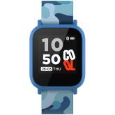 Teenager smart watch, 1.3 inches IPS full touch screen, blue plastic body, IP68 waterproof, BT5.0, multi-sport mode, built-in kids game, compatibility with iOS and android, 155mAh battery, Host: D42x W36x T9.9mm, Strap: 240x22mm, 33g