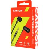 CANYON SEP-4 Stereo earphone with microphone, 1.2m flat cable, Black, 22*12*12mm, 0.013kg